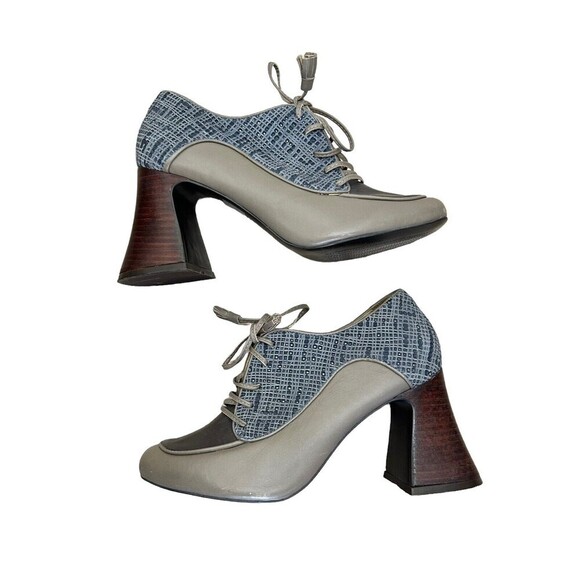 Y2K Retro Platform Shoes By Joseph Griffin L.A. Collect Leather Grey Blue size 6 - Picture 1 of 15